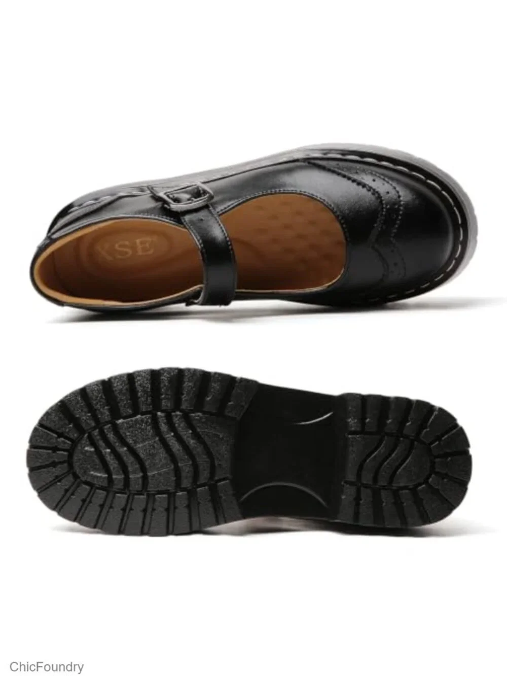 Non Slip Mary Jane Flats Women Chunky Heel Memory Foam Oxford Shoes